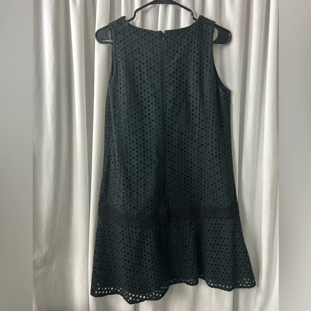 Banana Republic size 10 black eyelet lace knit sheath mini dress Whimsigoth